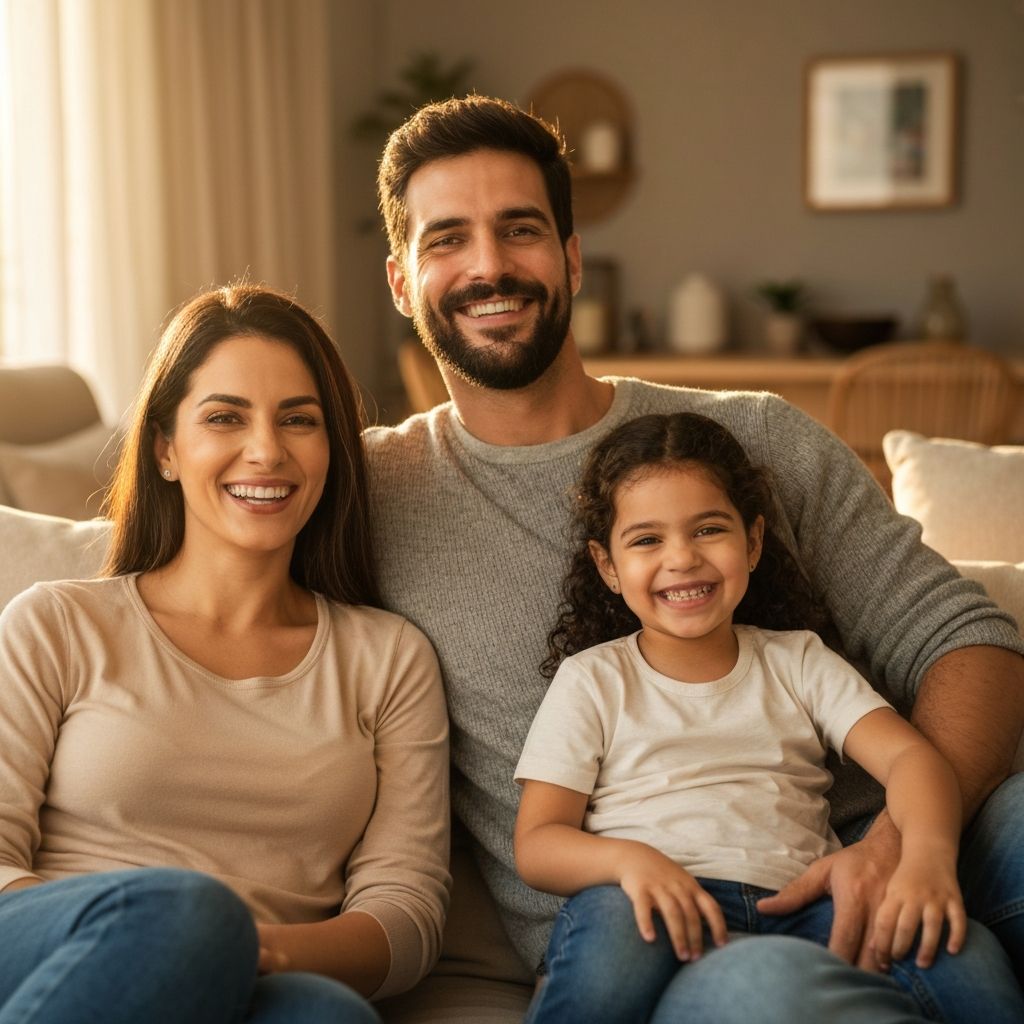 Família economizando com energia solar